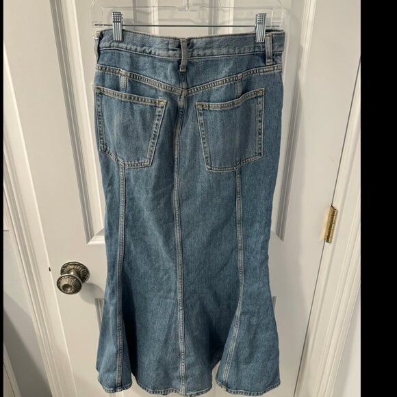 COS PANELED FLARED DENIM SKIRT Faded blue Size 6 - Picture 2 of 10